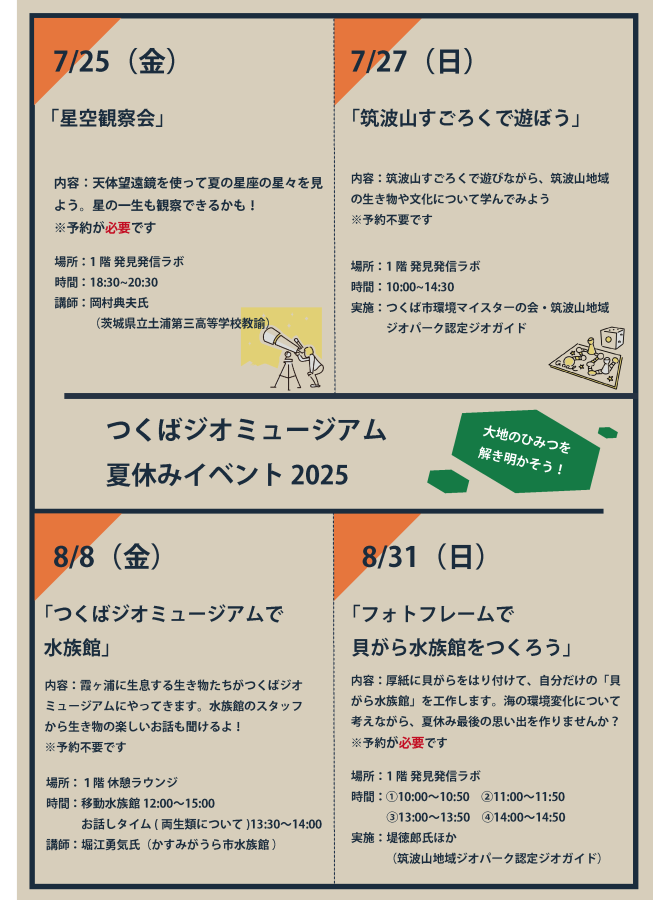つくばジオミュージアム夏休みイベント2025